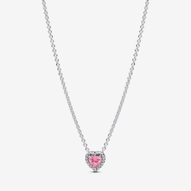 Collar de corazon rosa en relieve