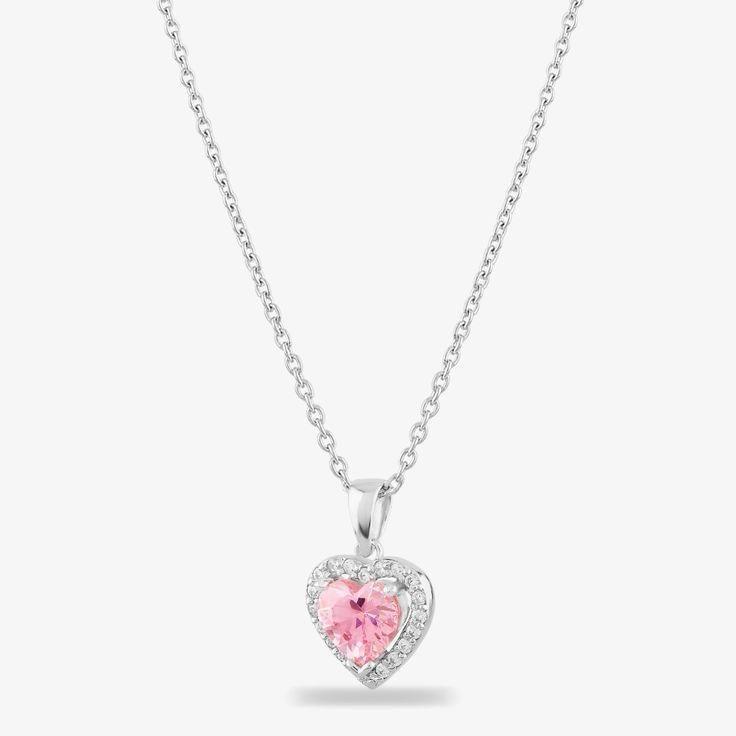Collar de corazon rosa en relieve