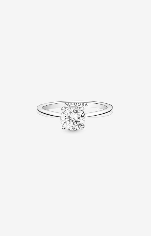 Anillo Solitario en Plata de Ley Brillante