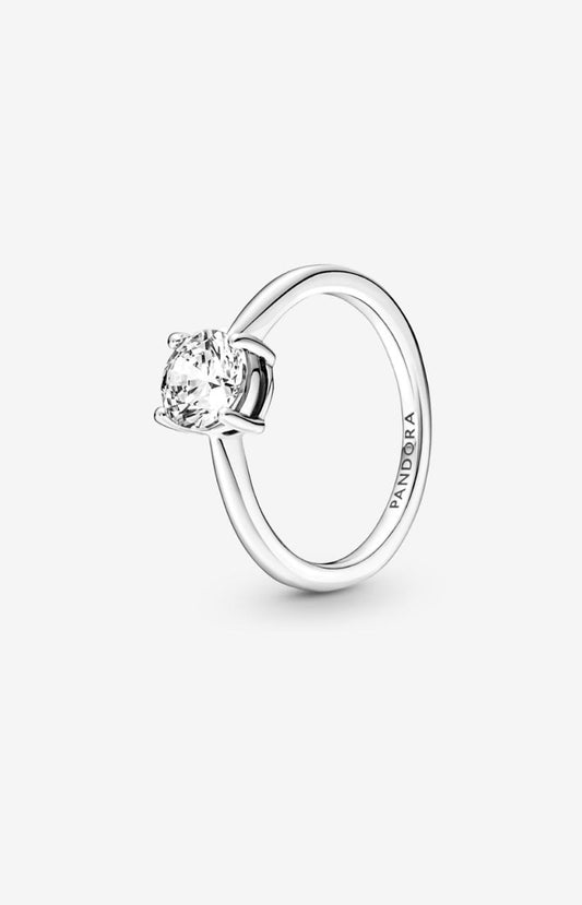 Anillo Solitario en Plata de Ley Brillante